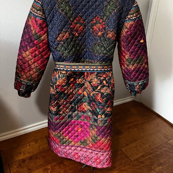 NWOT Farm Rio Puffer Jacket Mixed Patchwork / Parrots Reversible - Picture 4 of 5